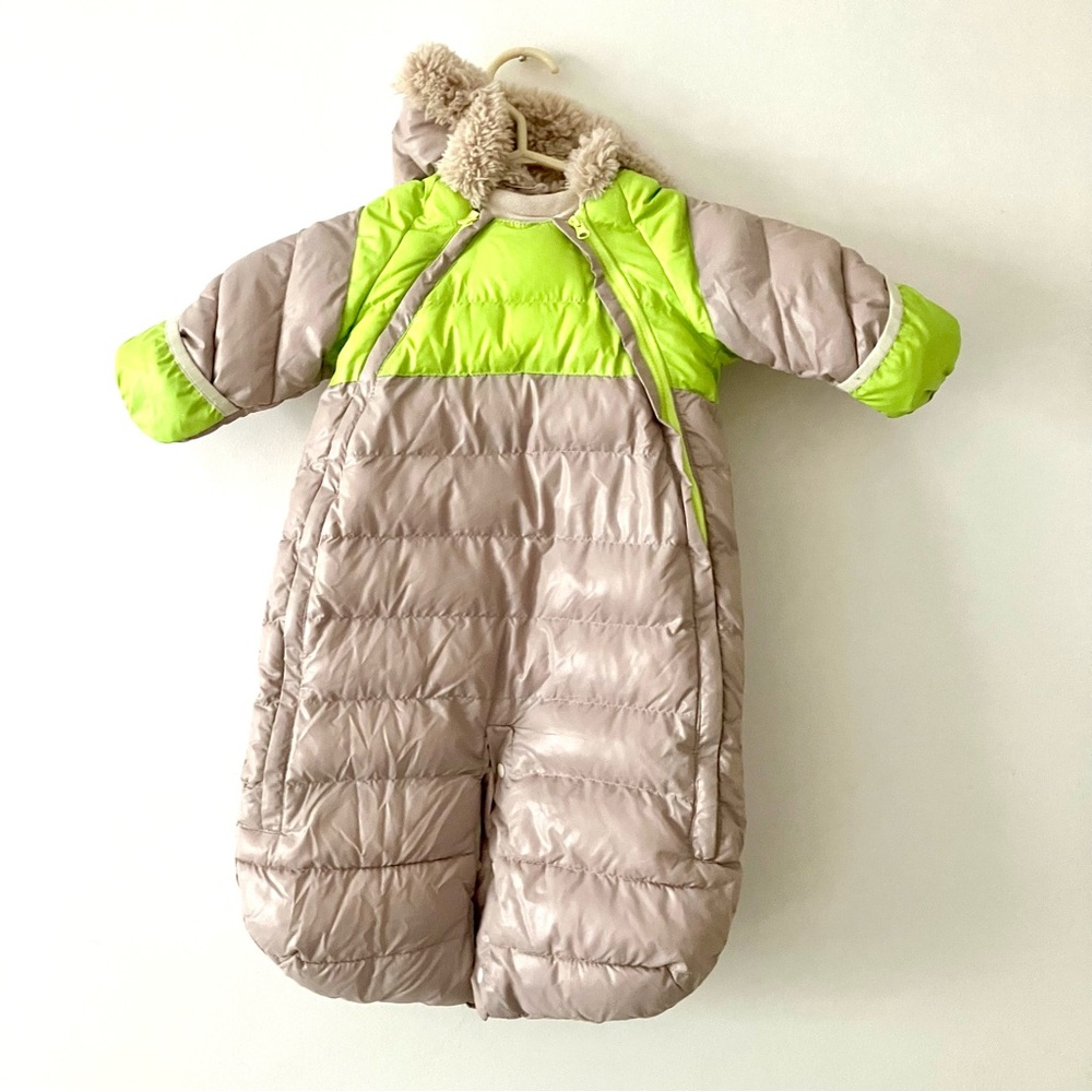 7AM Enfant Doudoune One Piece Infant Snowsuit  Lime/Beige Baby 3-6 Months